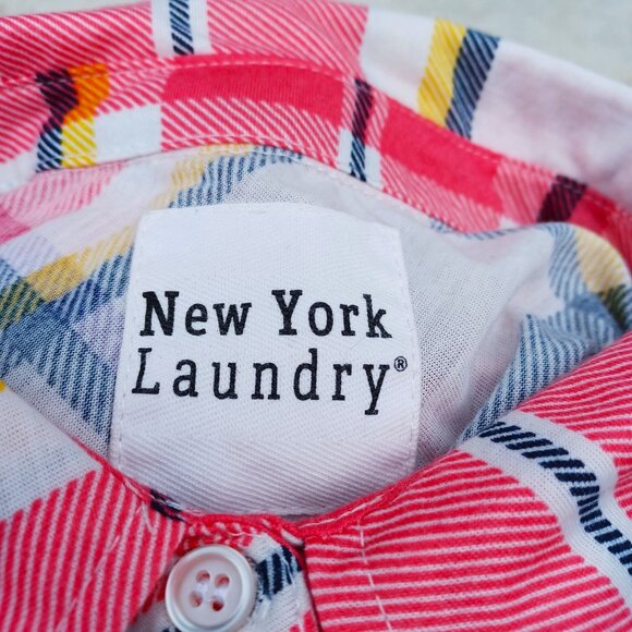 Sleeveless Plaid Button-Up Shirt With Front Tie  New York Laundry  1X - Picture 2 of 7